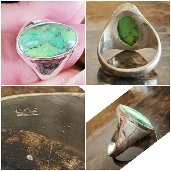Genuine Copper Green Turquoise Ring Size 7.5 - Picture 5 of 7